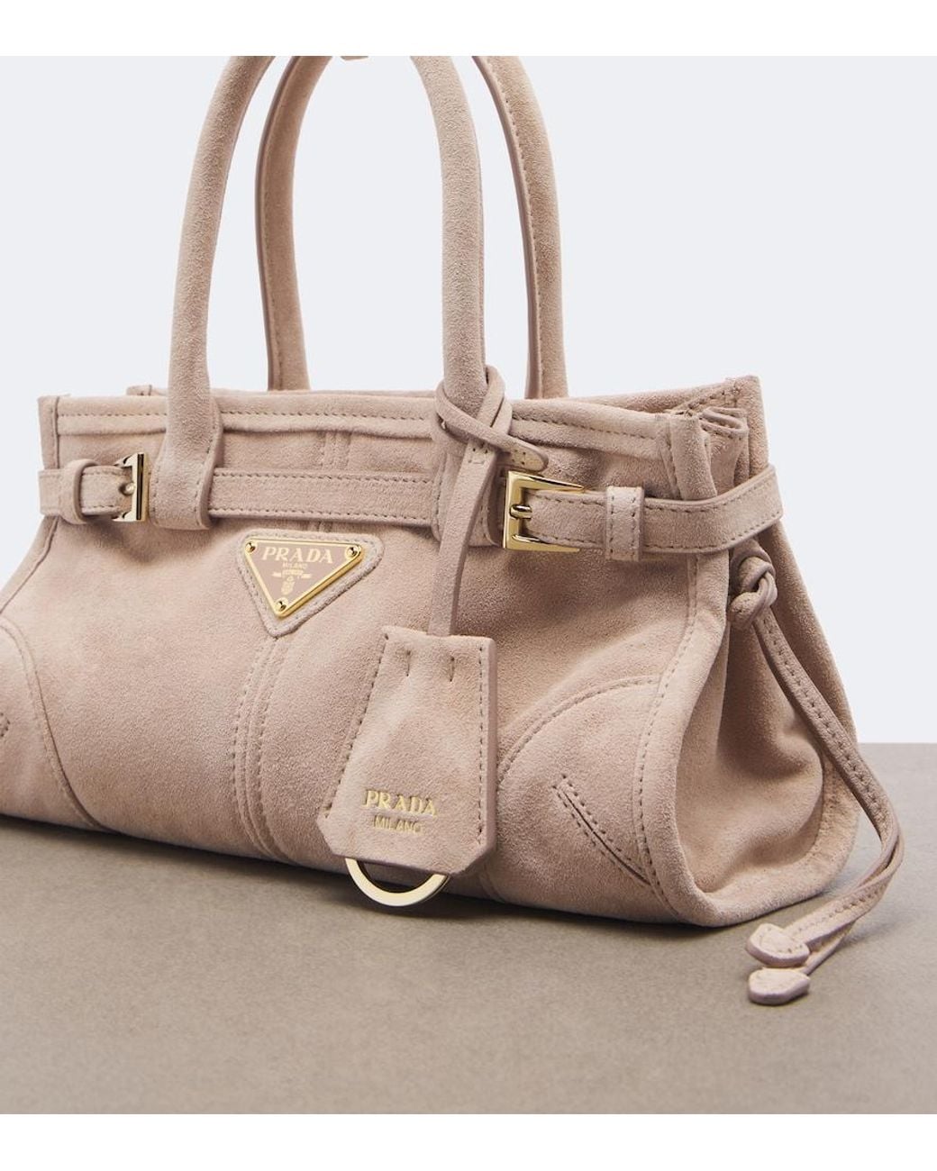 Prada Pink Bonnie Mini Suede Top-Handle Bag