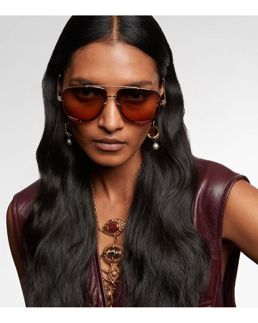 Chloé Brown Aviator Sunglasses