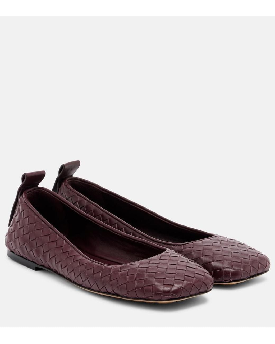 Bottega Veneta Brown Charlotte Intrecciato Leather Ballet Flats