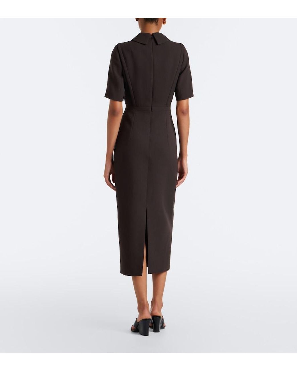Emilia Wickstead Black Valletta Wool Midi Dress