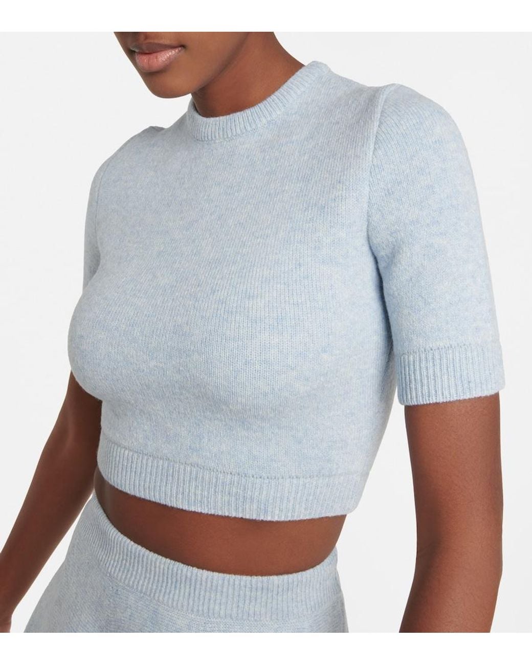 Alaïa Blue Wool Crop Sweater