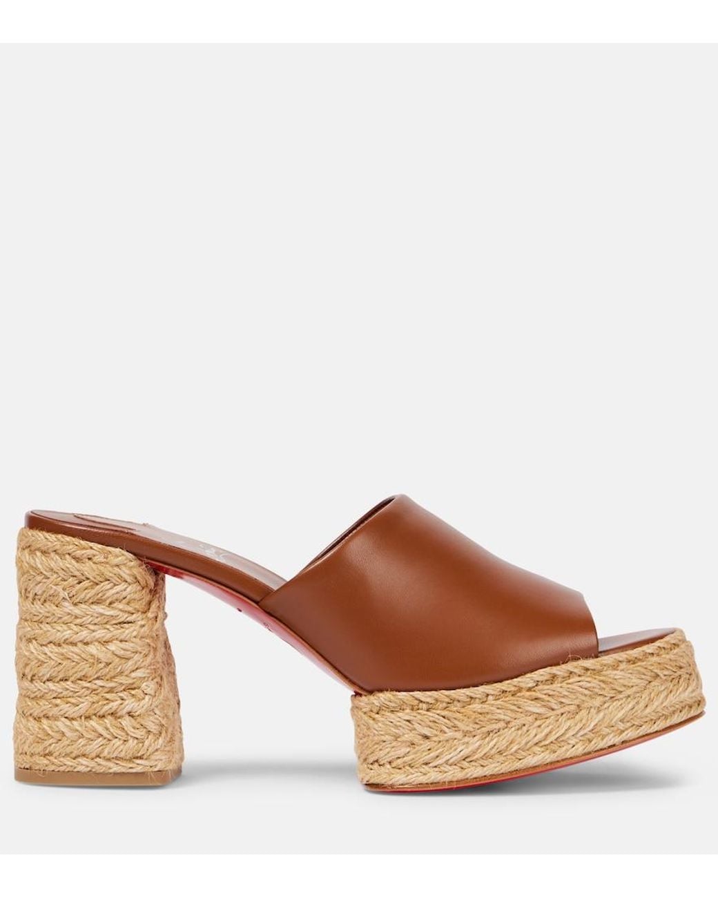Christian Louboutin Brown Calakala 85 Leather Platform Mules