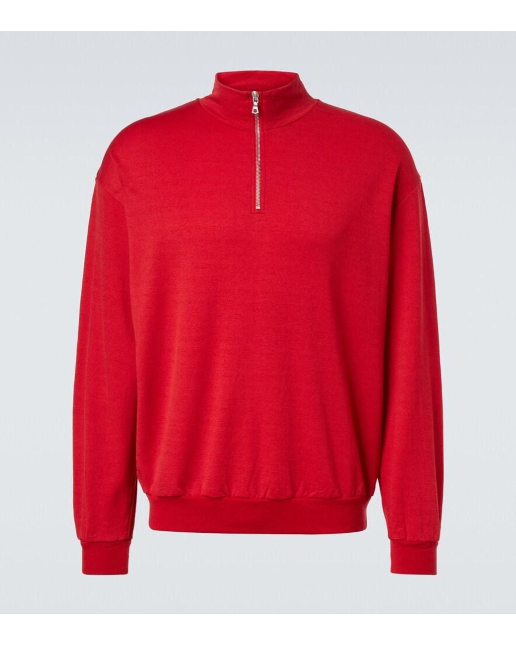 AURALEE Wool-Blend Half-Zip Sweatshirt in Red for Men | Lyst