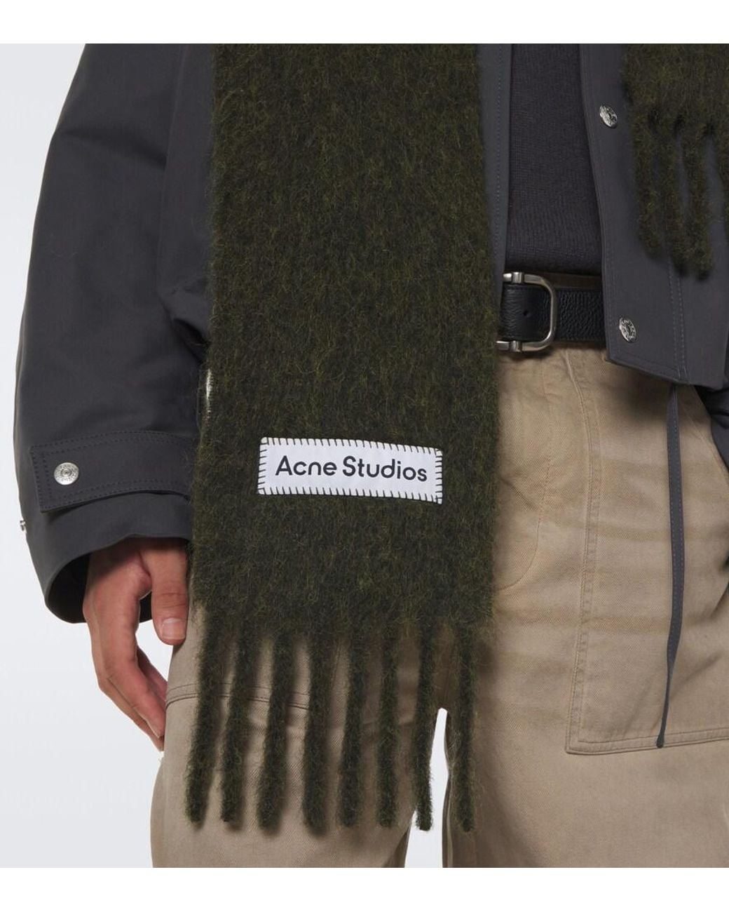 Acne Green Alpaca, Wool, And Mohair-Blend Scarf for men