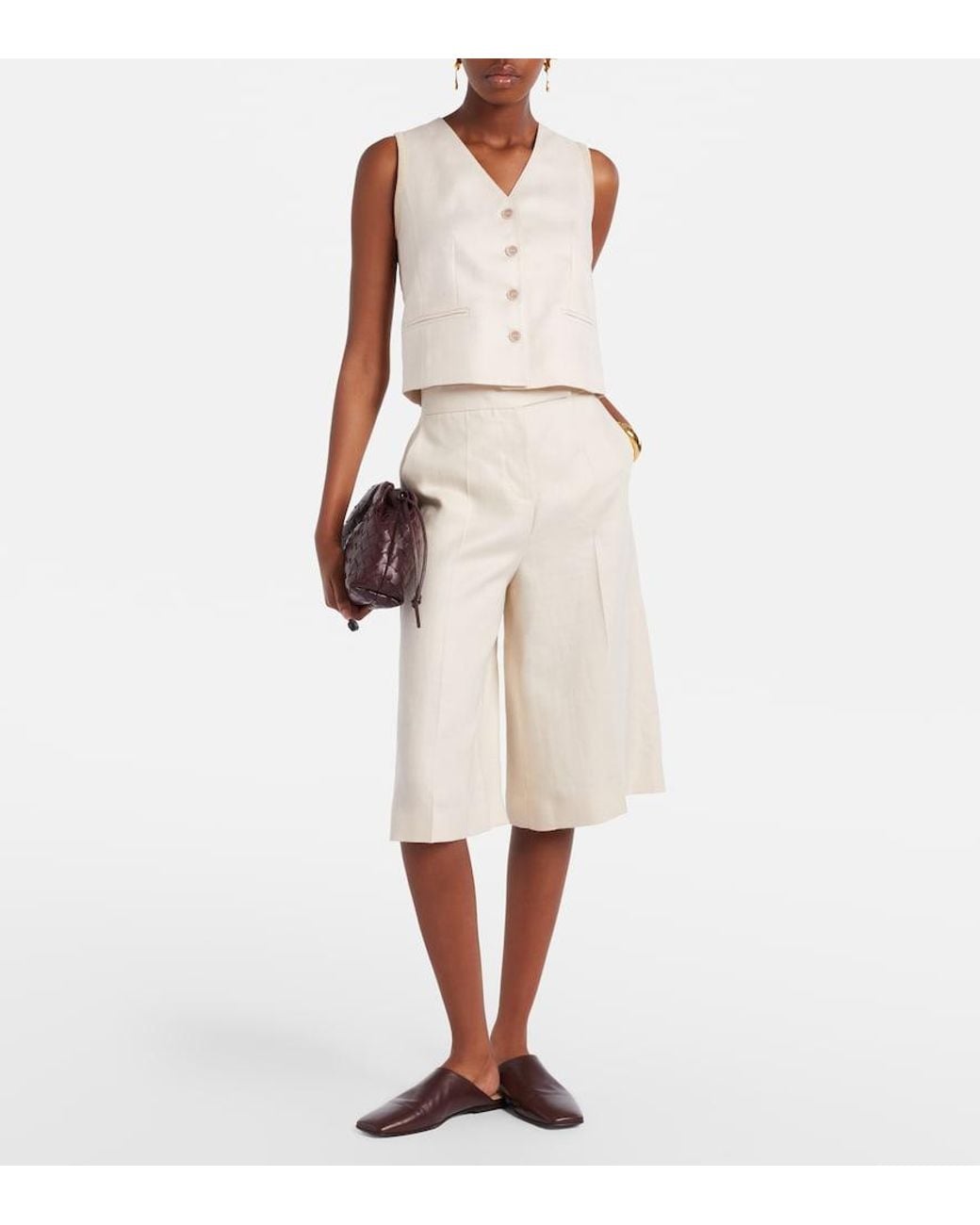 Max Mara White Calibri Cable-Knit Linen Vest