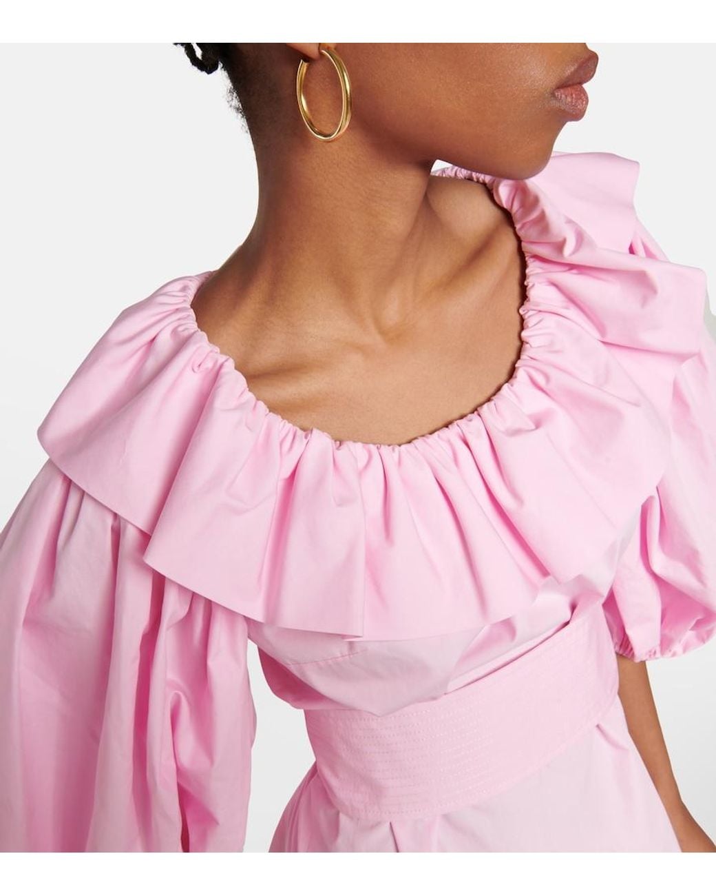 Patou Pink Puff-sleeve Cotton Minidress