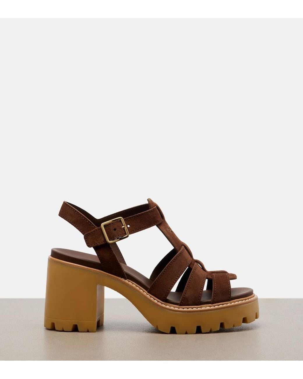 Prada Brown Suede Platform Sandals