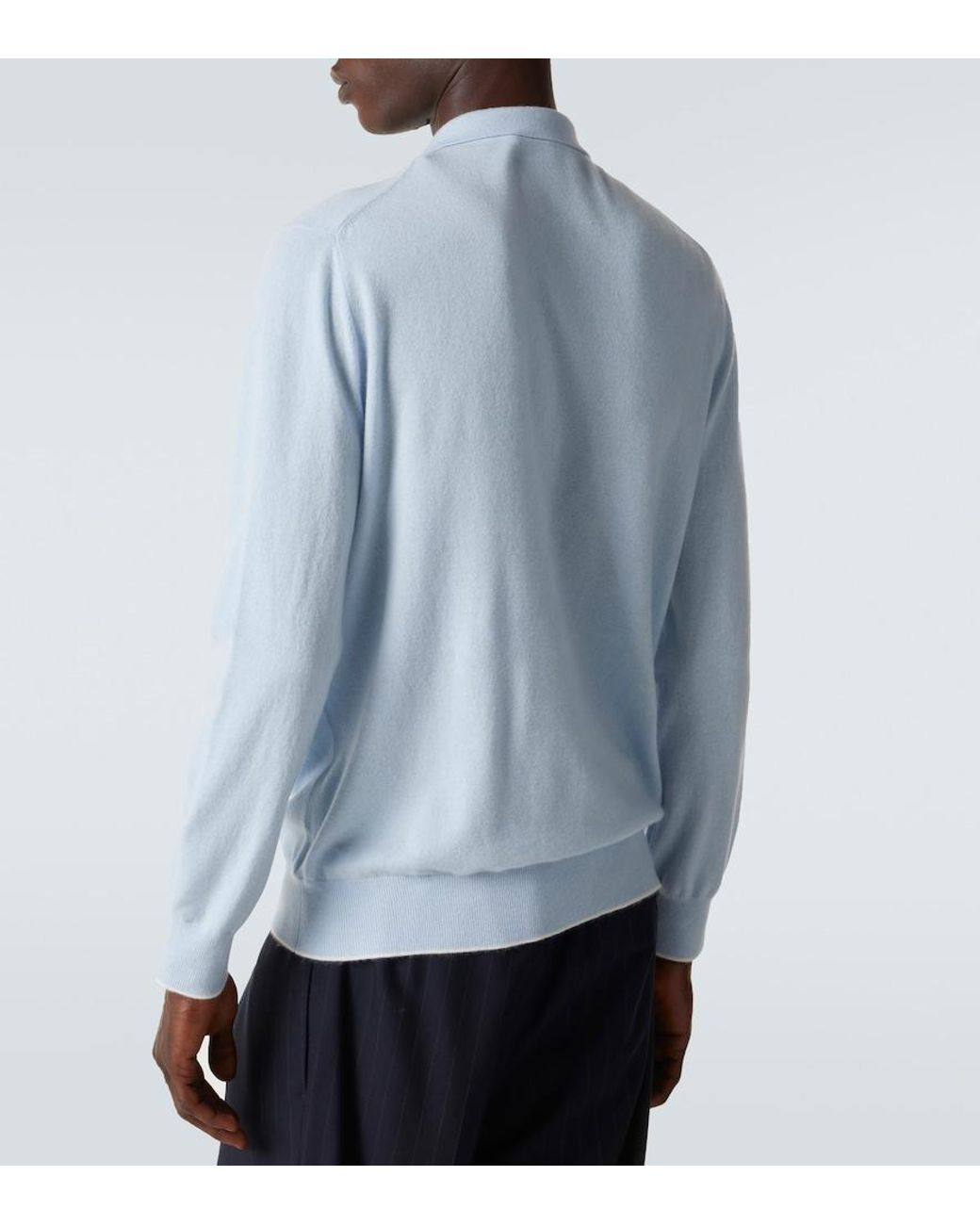 arch4 Blue Cashmere Polo Sweater for men