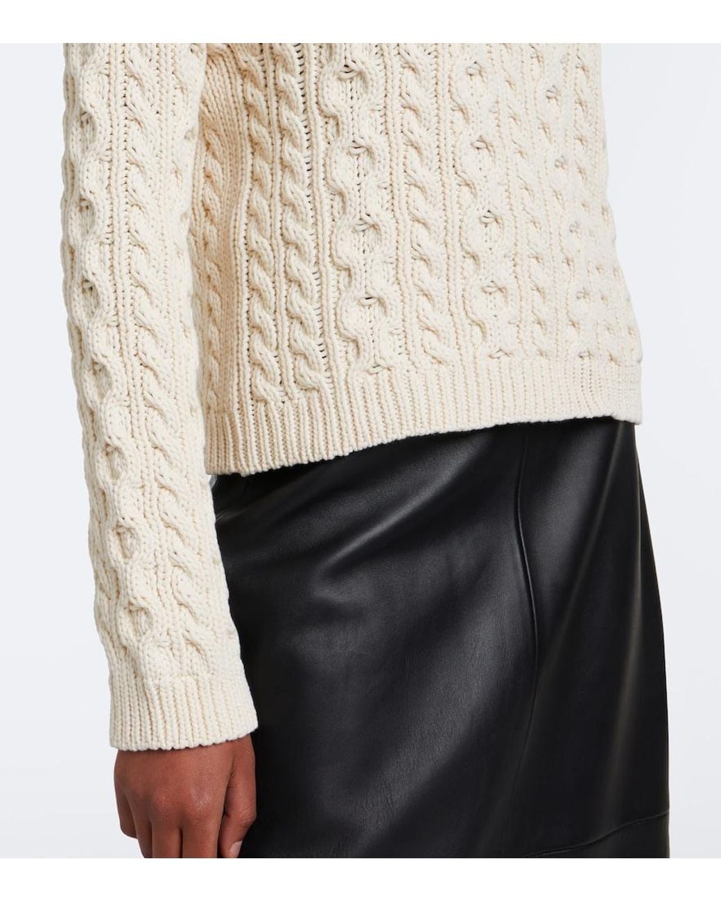 Rohe White Cable-Knit Cotton-Blend Turtleneck Sweater