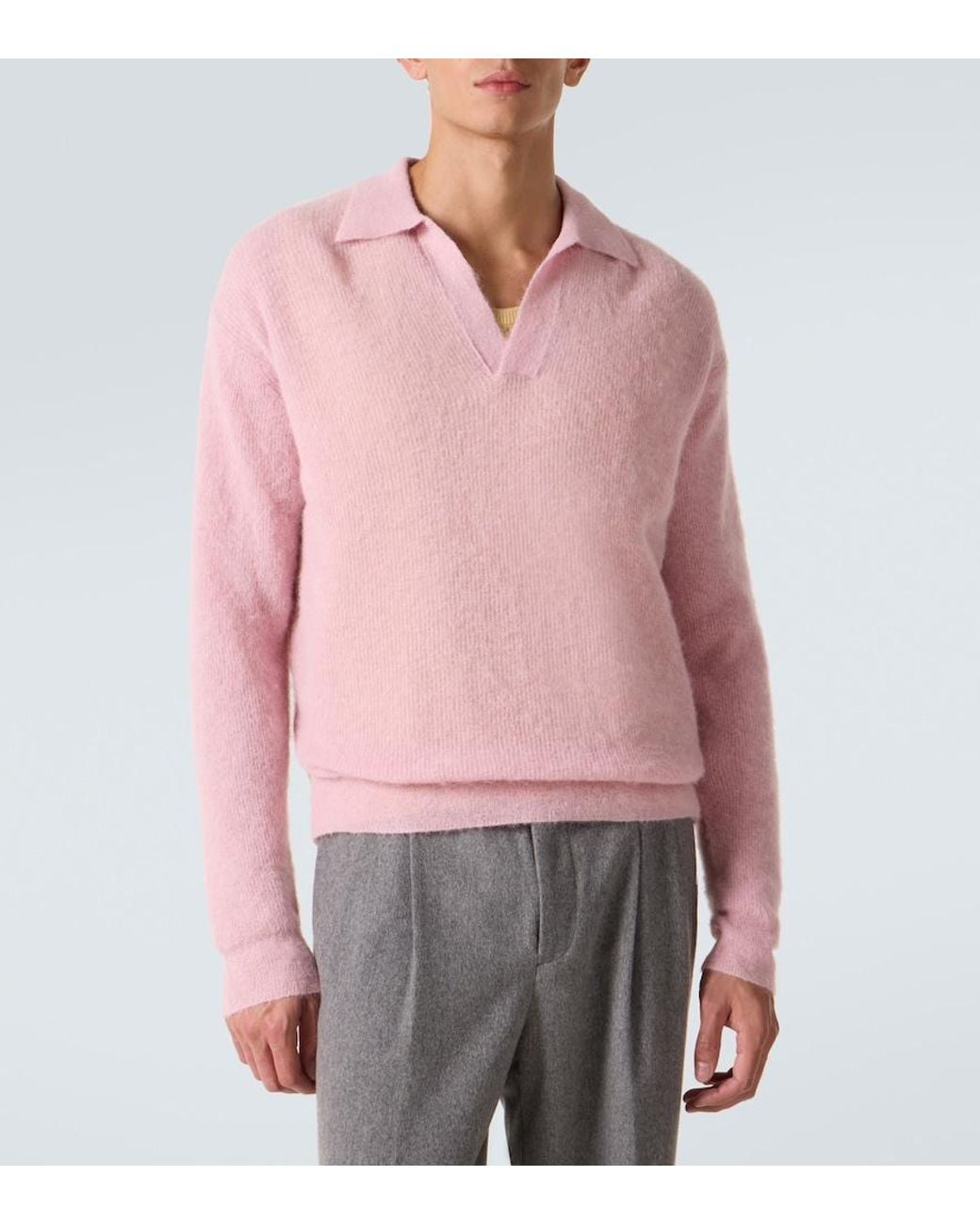 Auralee Pink Alpaca-Blend Sweater for men