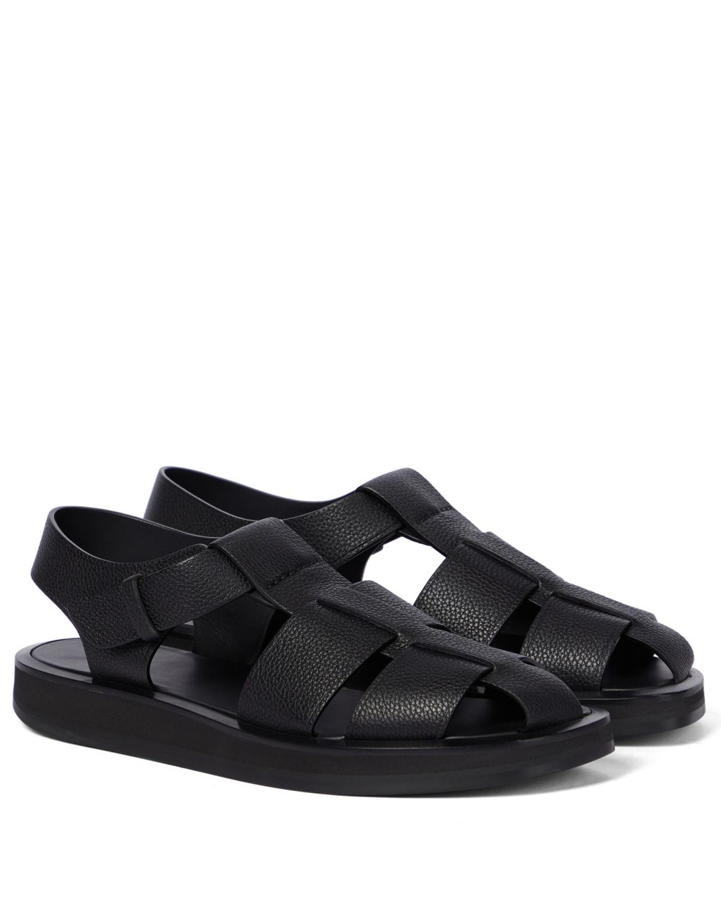 The Row Fisherman Leather Sandals in Black - Lyst