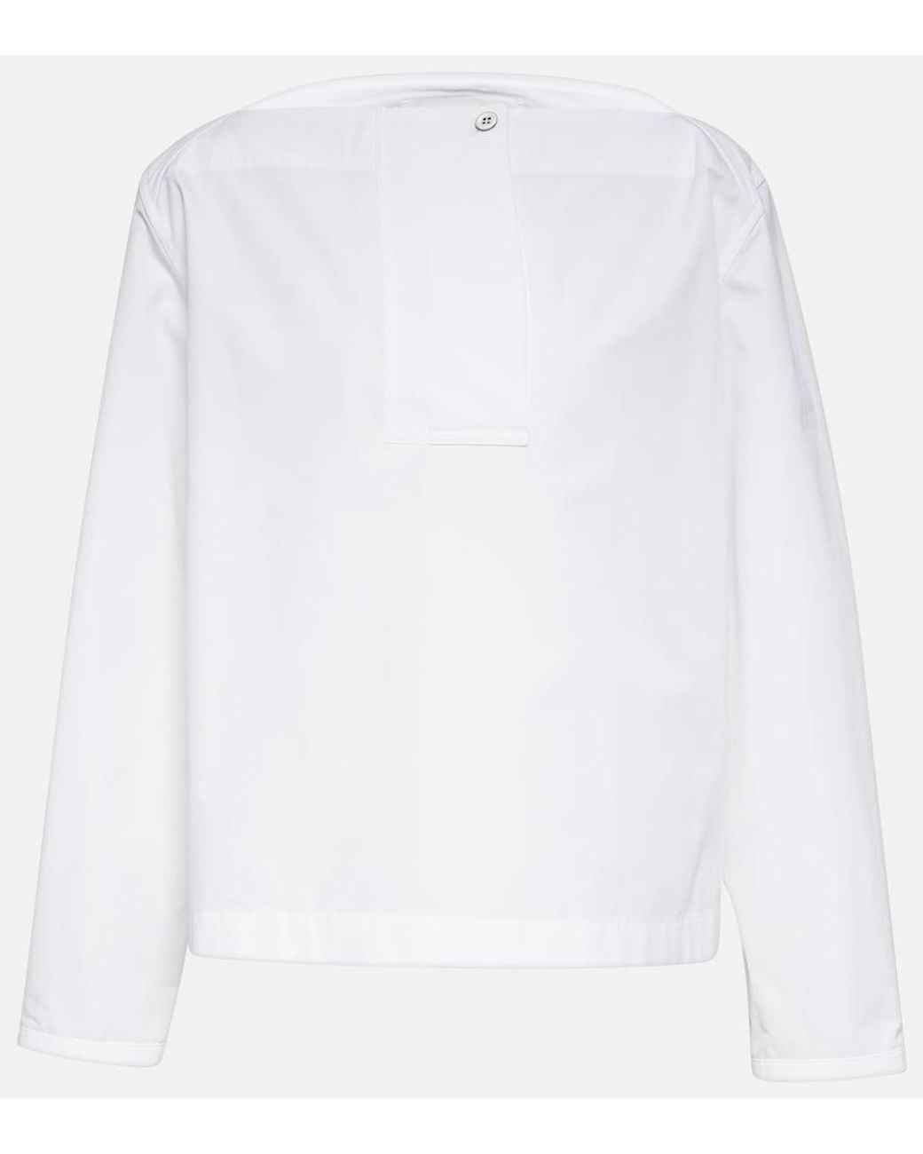 Jil Sander White Cotton Poplin Pleated Top