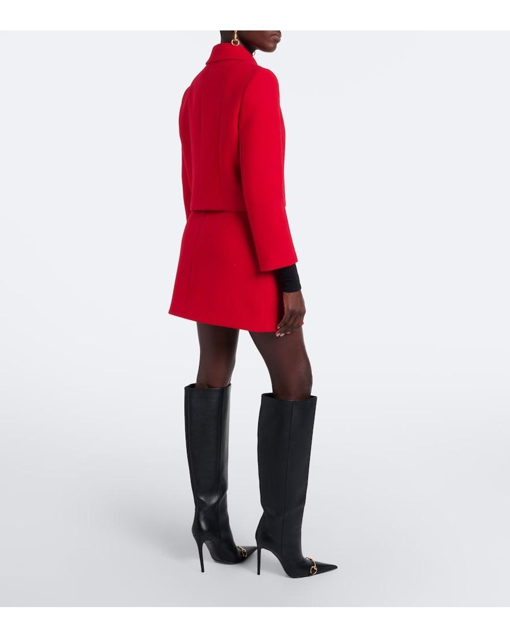 Gucci Red Double G Wool Crepe Miniskirt