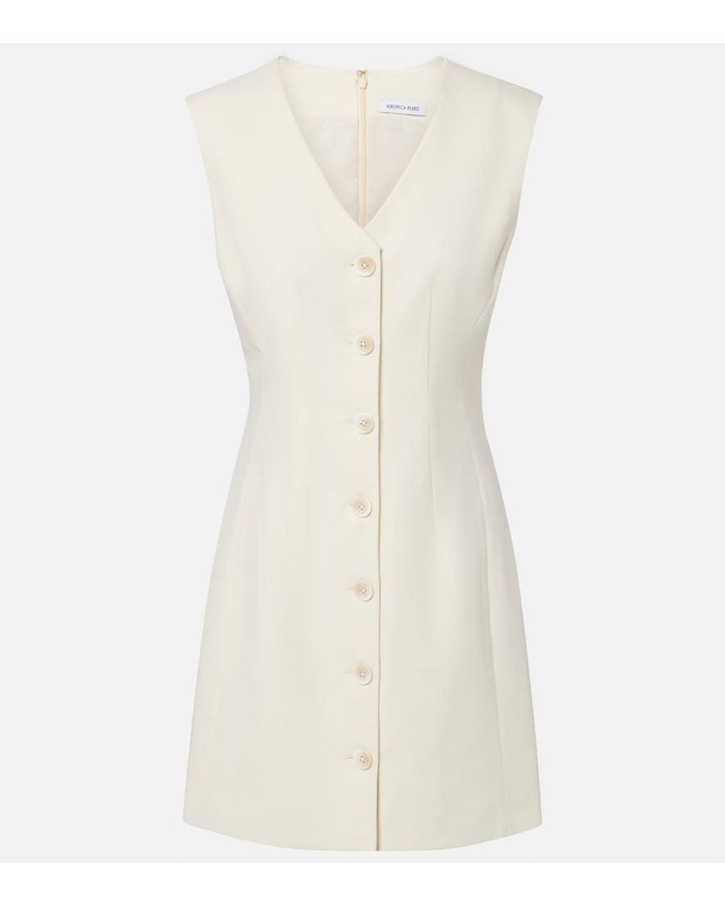 Veronica Beard Natural Devlin Cotton-Blend Twill Minidress