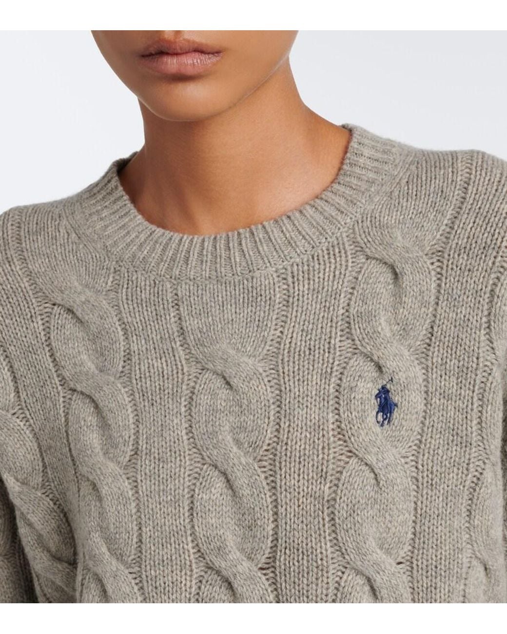 Polo Ralph Lauren Gray Cable-Knit Wool And Cashmere Sweater
