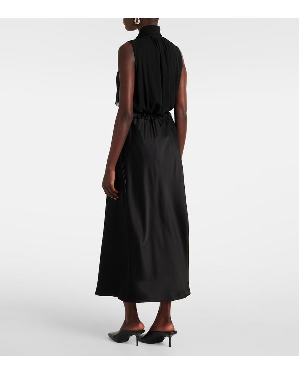 Max Mara Black Editore Satin Midi Skirt