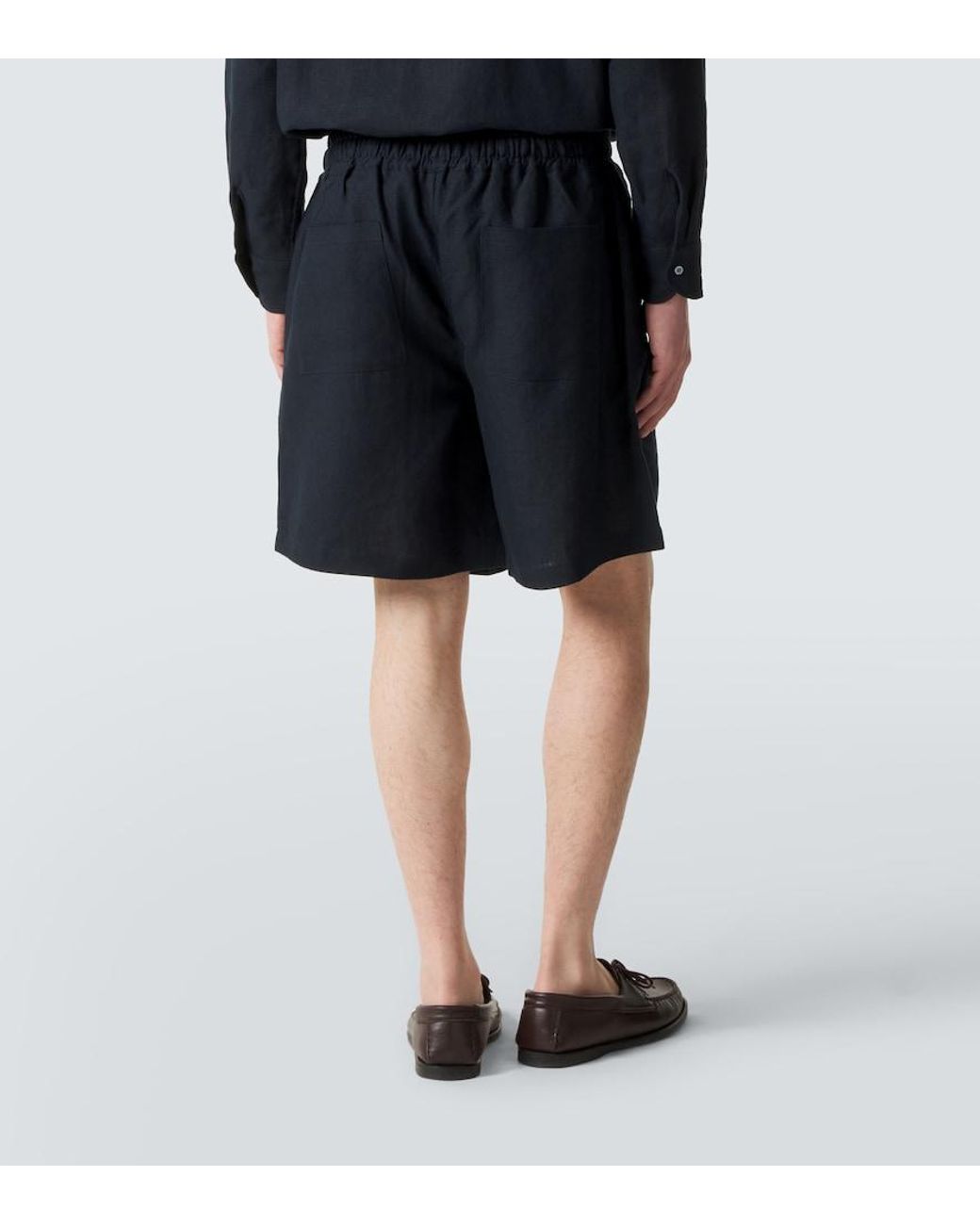 Saman Amel Black Linen Shorts for men