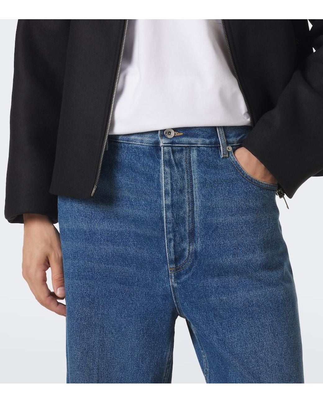 Bottega Veneta Blue Faded Straight Jeans for men