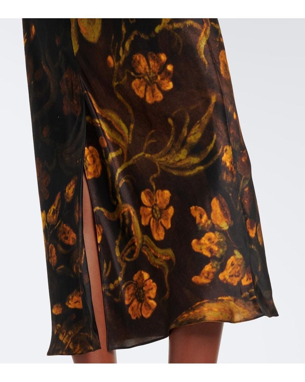 Dries Van Noten Multicolor Floral Silk Satin Slip Skirt