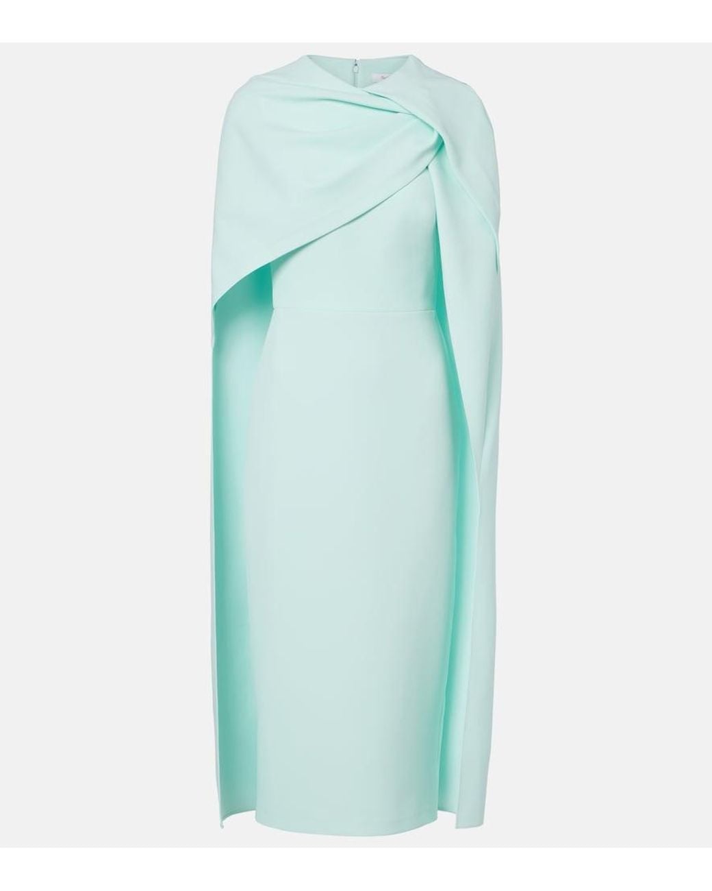 Safiyaa Blue Oria Caped Crepe Midi Dress