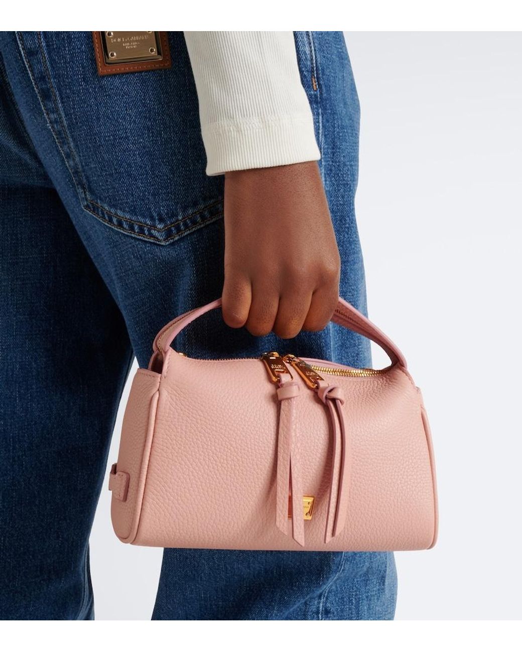 Dolce & Gabbana Pink Vittoria Small Leather Top-Handle Bag