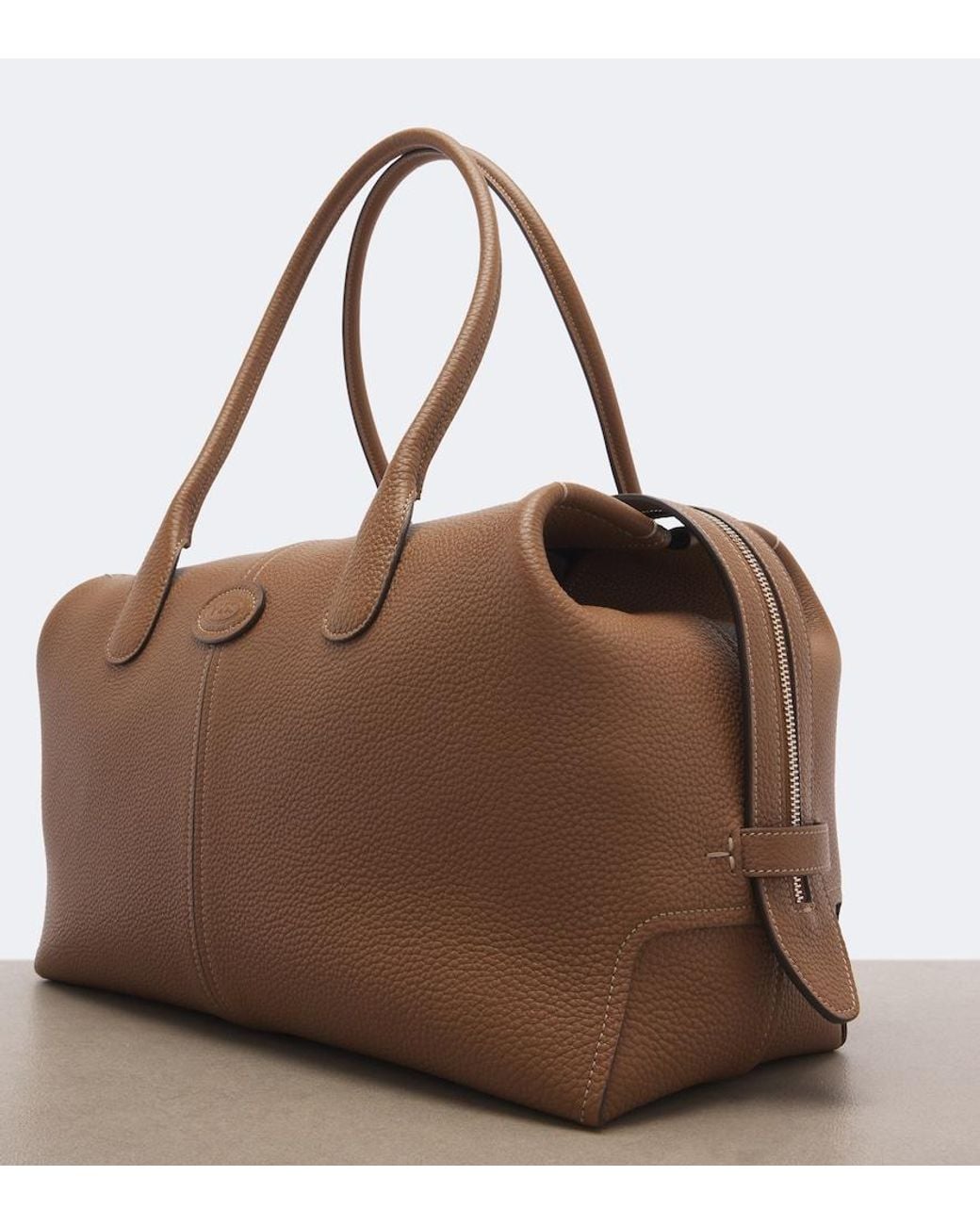 Tod's Brown Large Leather Bowling Bag