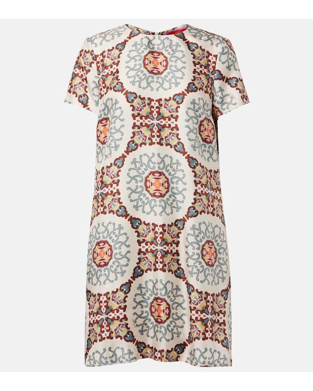 LaDoubleJ Multicolor Swing Printed Silk Satin Minidress