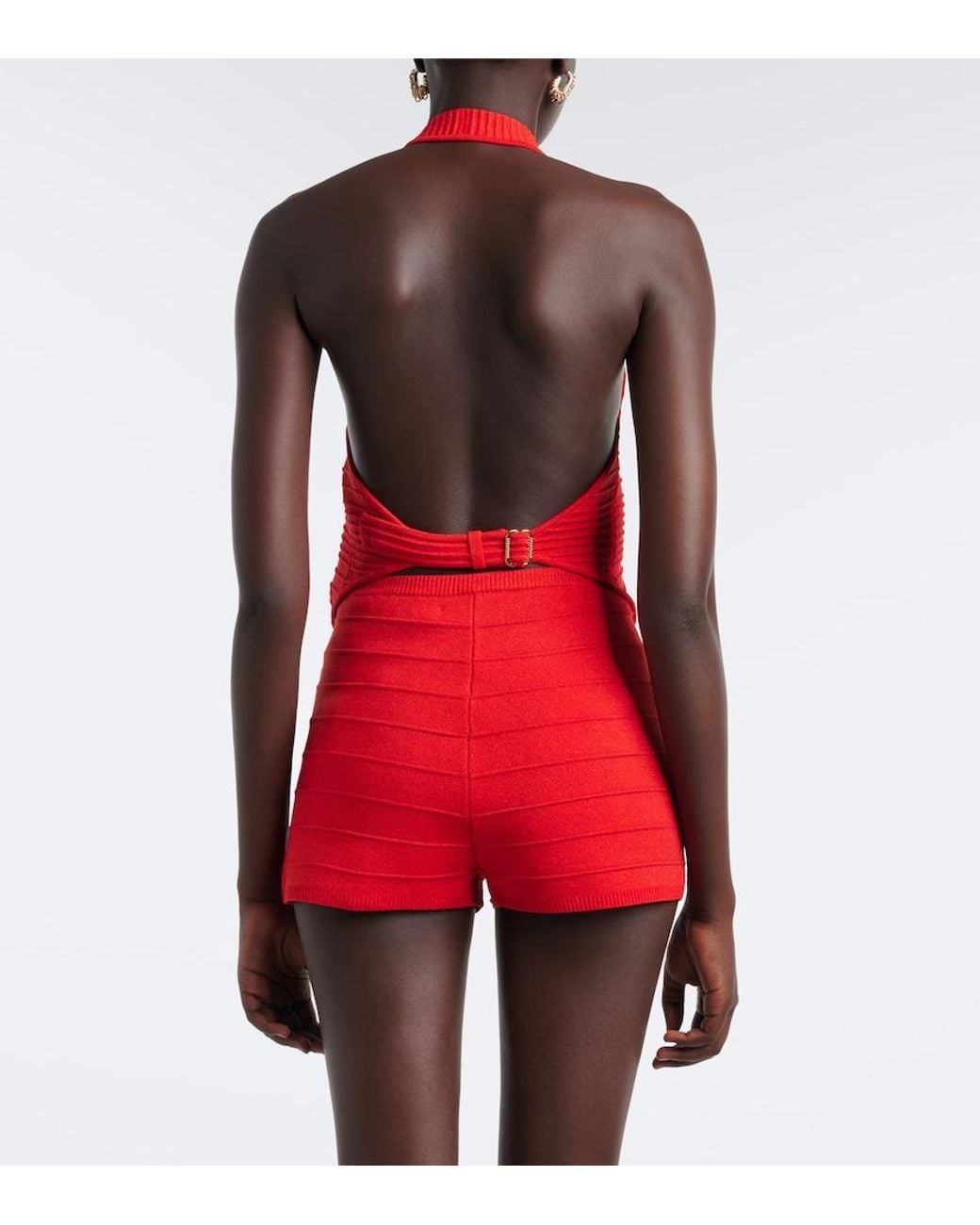 retroféte Red Tinsley Knitted Crop Top