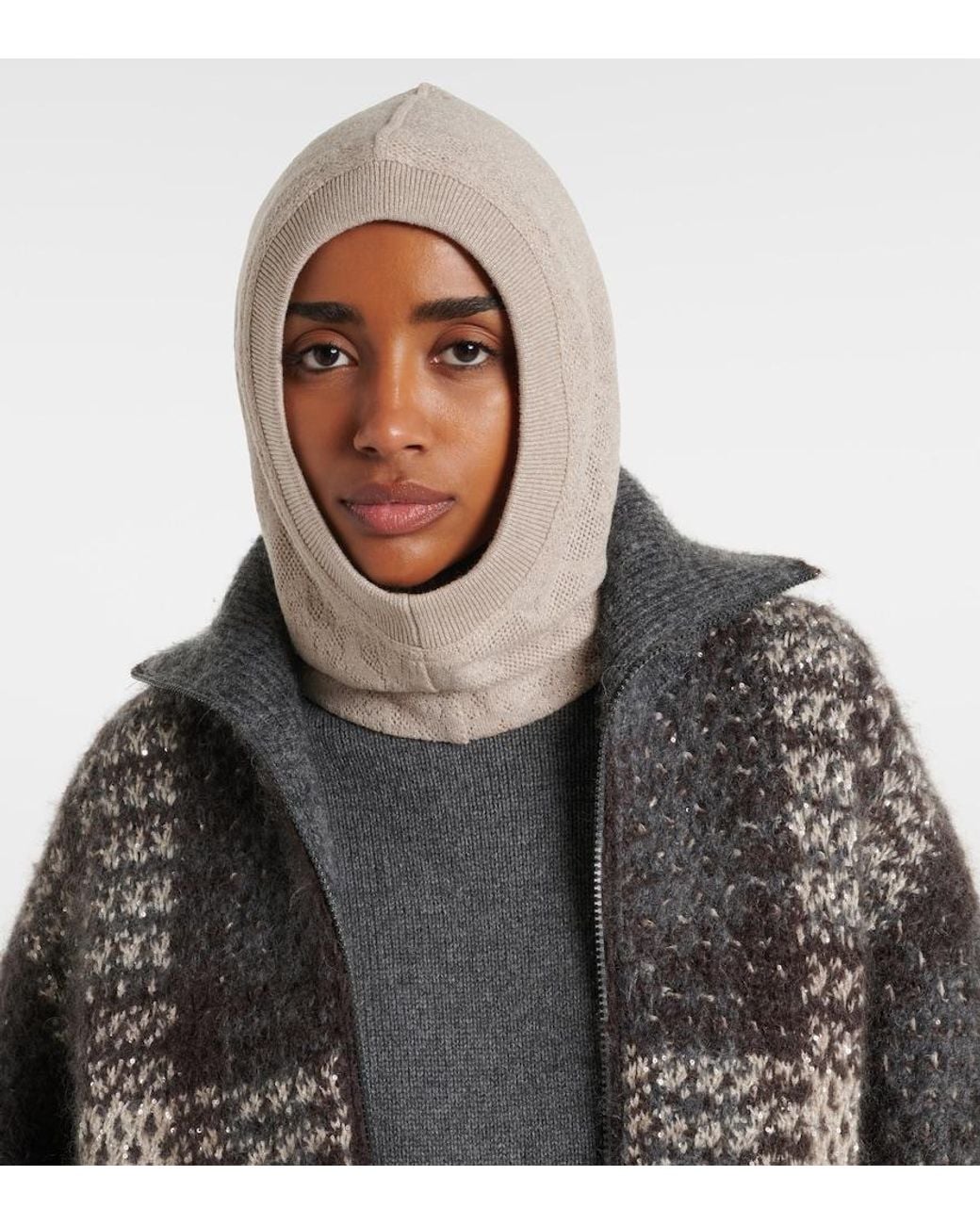 Brunello Cucinelli Natural Knitted Balaclava