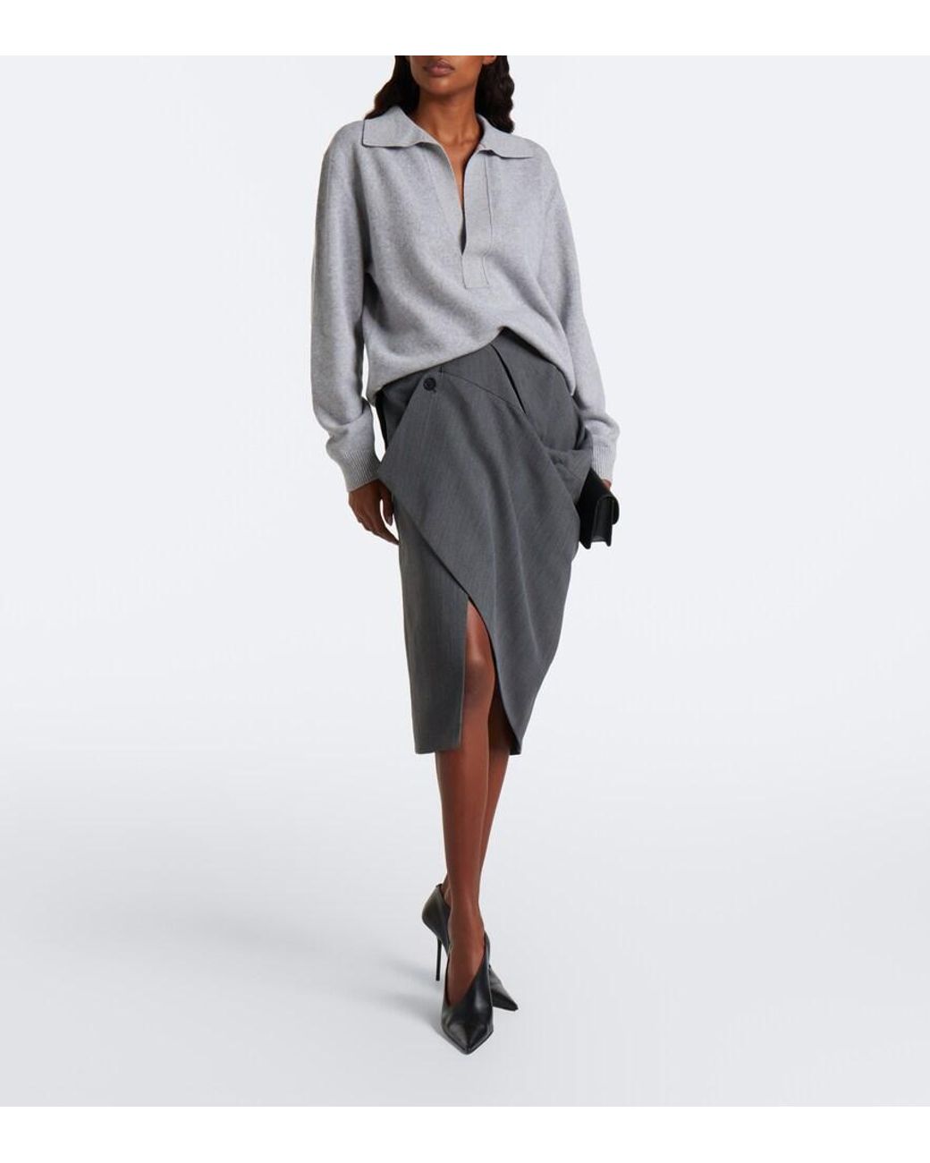 Victoria Beckham Gray Genevieve Wool And Cashmere Sweater