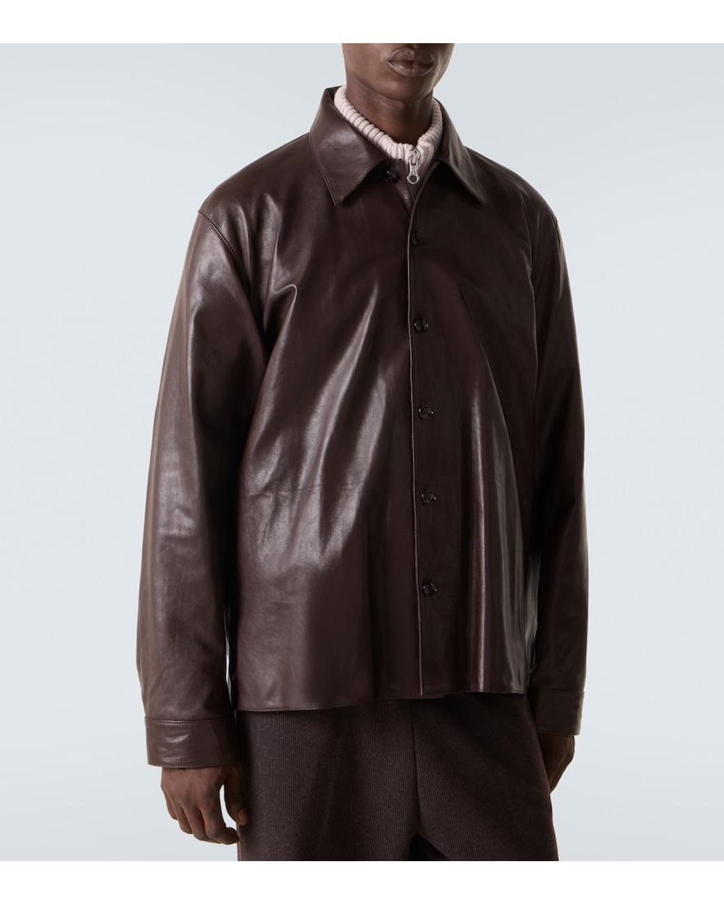 Our Legacy Brown Welding Leather Overshirt for men