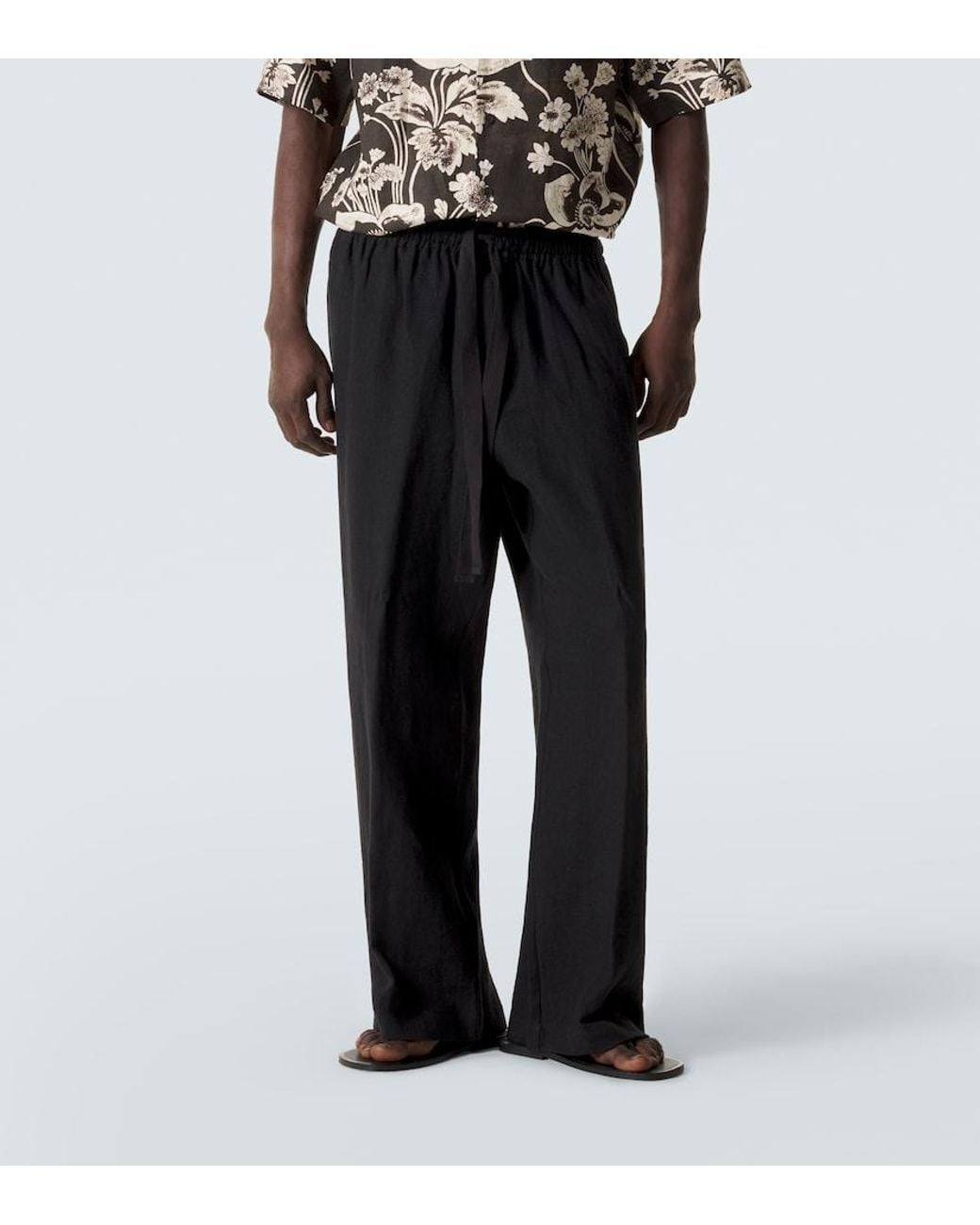 Pantalon Ample En Lin Commas pour homme en coloris Black
