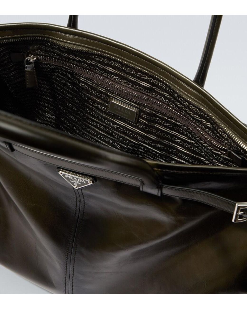 Prada Black Bonnie Leather Tote Bag for men