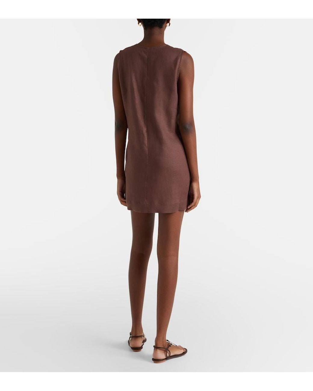Asceno Brown Derya Linen Minidress