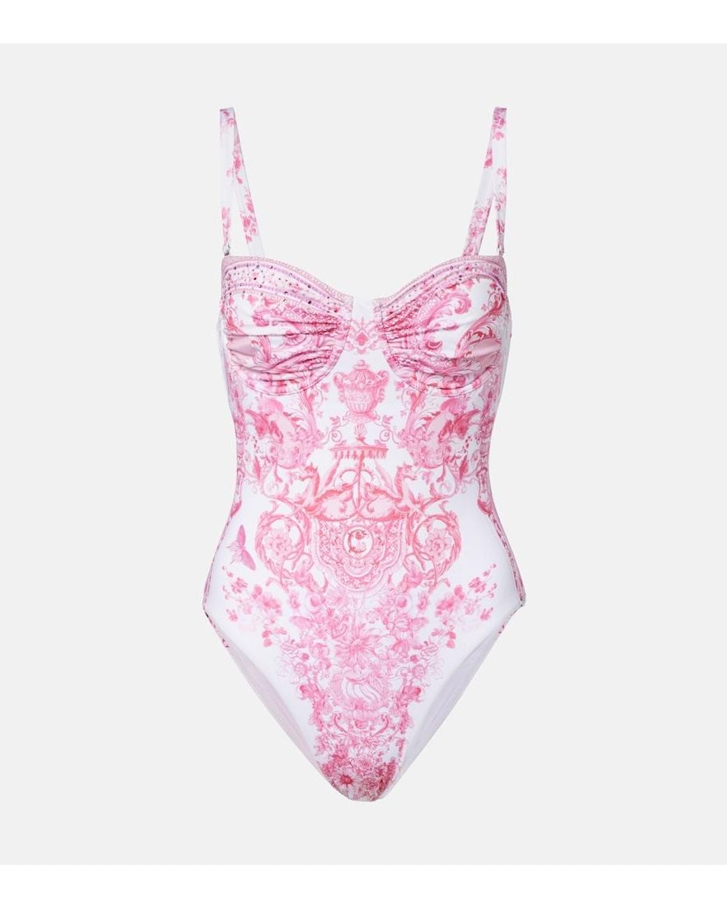 Camilla Pink Embellished Printed Swimsuit
