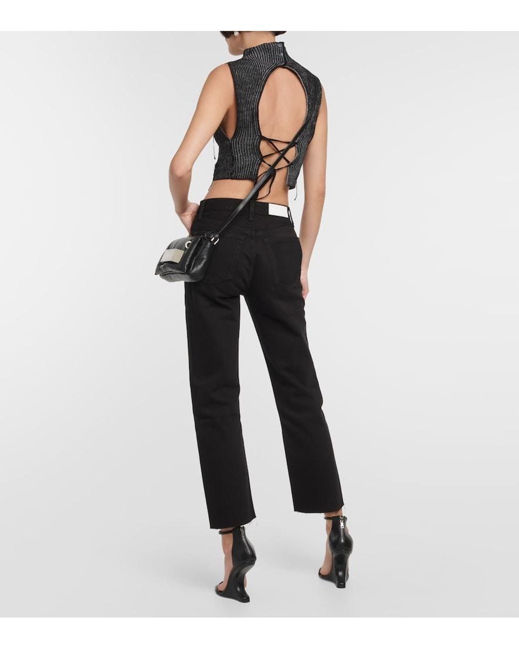 Re/done Black '70S Stove Pipe Straight Jeans