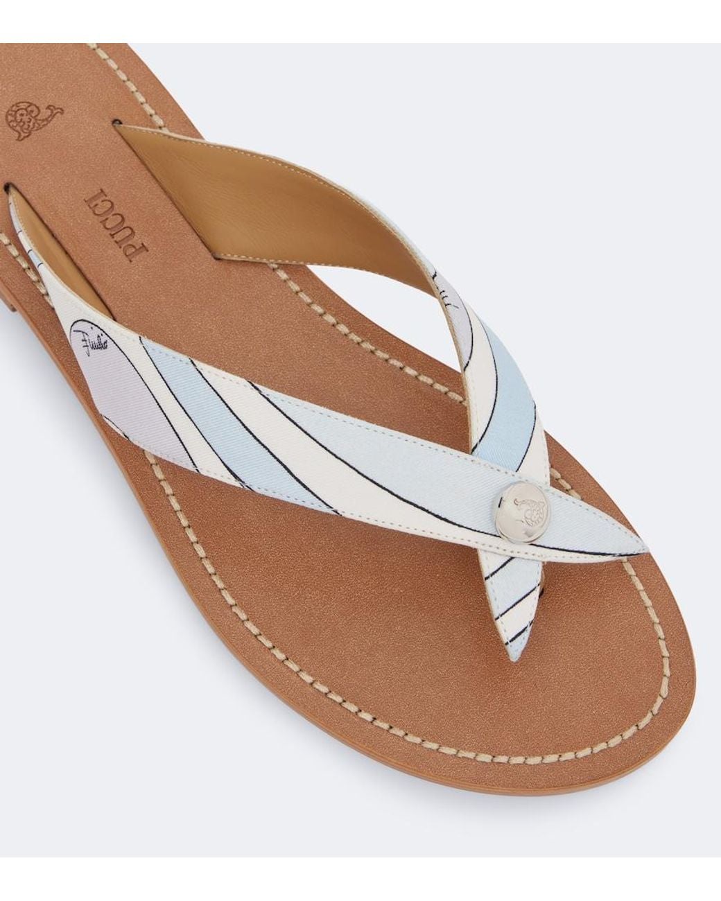 Emilio Pucci Blue Marmo Thong Sandals