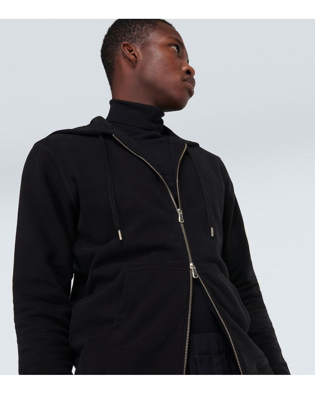 Sunspel Black Loopback Cotton Hoodie for men