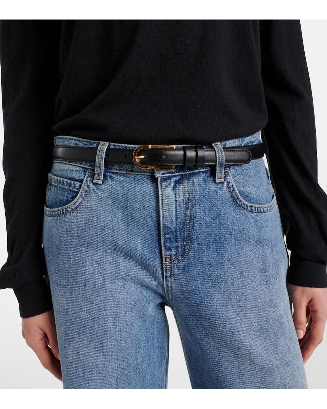 The Row Black Leather Belt