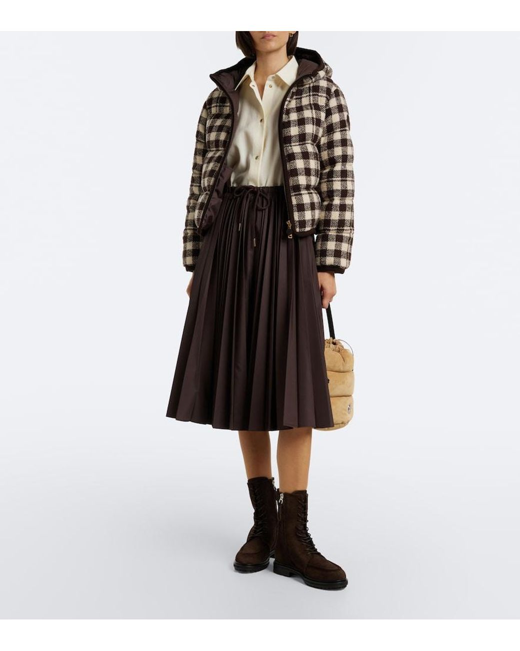Moncler Black Pleated Midi Skirt