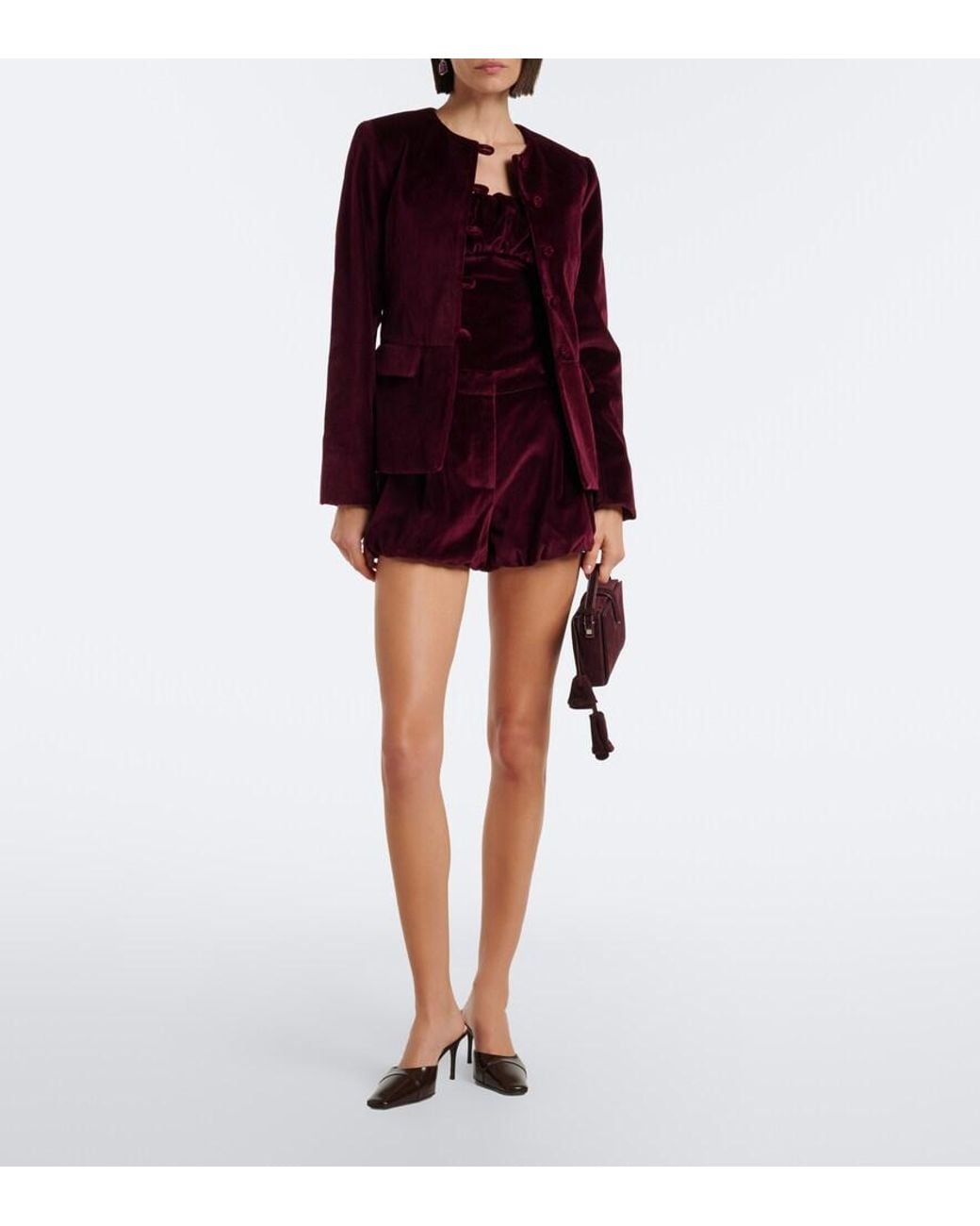Posse Red Maria Cotton Velvet Balloon Shorts