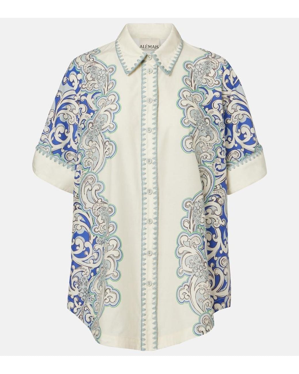 ALÉMAIS Blue Printed Cotton And Silk Shirt