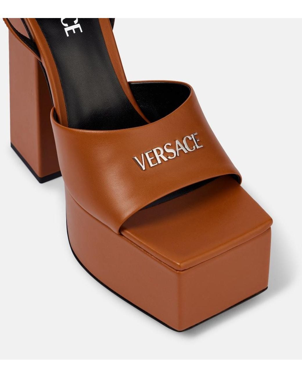 Versace Brown 150 Leather Platform Sandals