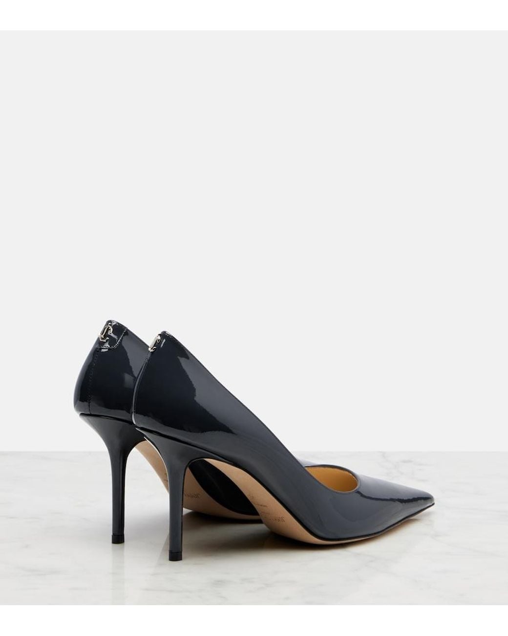 Jimmy Choo Blue Love 85 Patent Leather Pumps