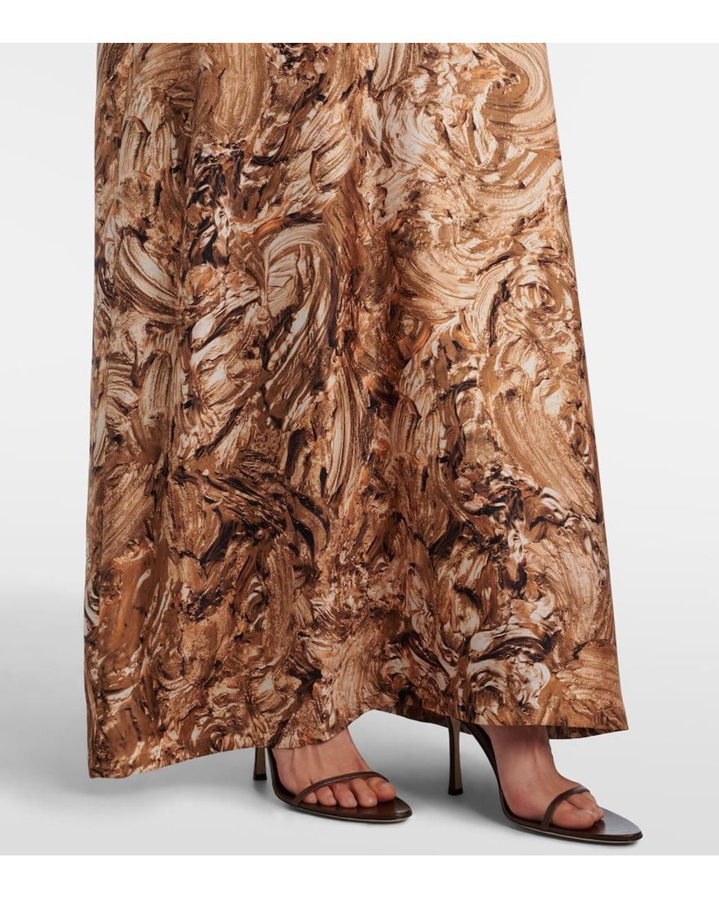 Max Mara Brown Maroso Embellished Silk Maxi Dress