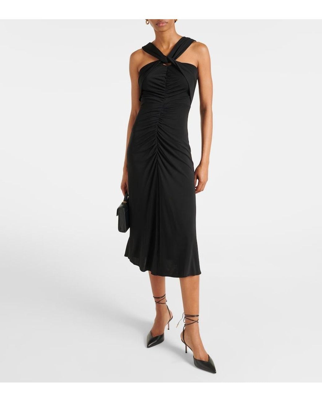 Diane von Furstenberg Black Neely Halterneck Jersey Midi Dress