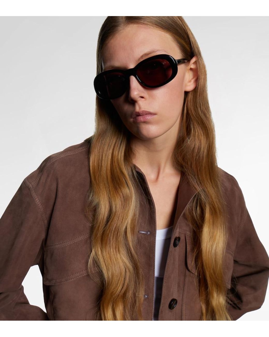 Brunello Cucinelli Brown Claire Monili Oval Sunglasses