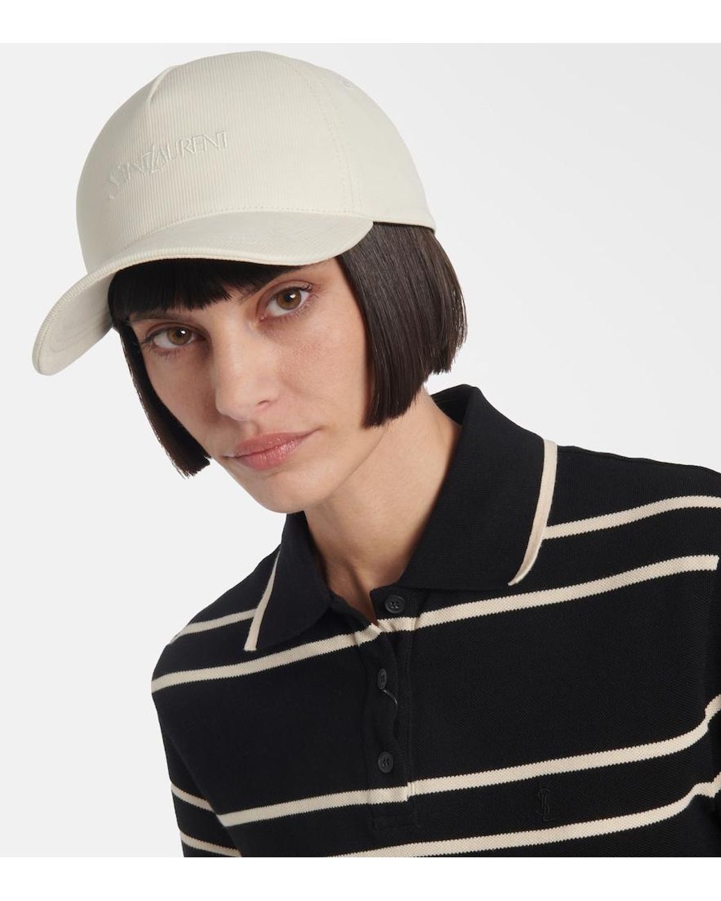 Saint Laurent Natural Baseball Hat With Logo