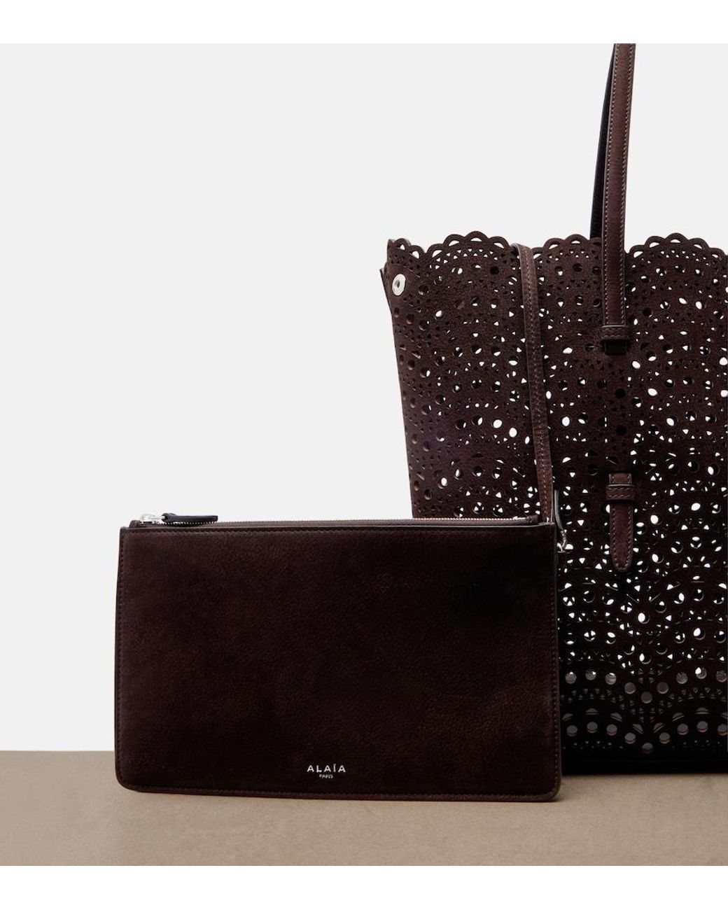 Alaïa Black Mina 37 Large Leather Tote Bag