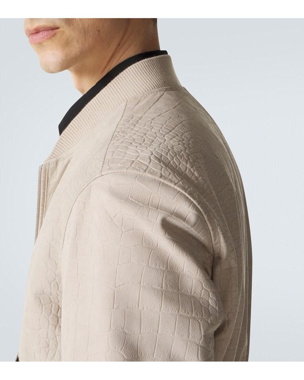 Tom Ford Natural Printed Leather Bomber Jacket for men